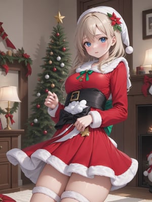 girl, santa costume,christmas, (decorate santa house together:1.2),shigure \(blue archive\),,<lora:659095807385103906:1.0>