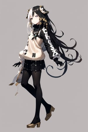 //Quality,
masterpiece, best quality
,//Character,
1girl, solo
,//Fashion,
,//Background,
white_background
,//Others,
,olantilene, hair ornament, heterochromia, sweater, skirt, black gloves, full_body, from_side