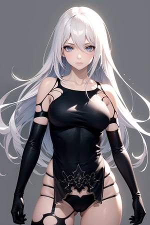 //Quality,
masterpiece, best quality
,//Character,
1girl, solo
,//Fashion,
,//Background,
white_background, simple_background, blank_background
,//Others,
,phSaber, ,a2_nierautomata, gloves, black gloves, elbow gloves, mole, tank top, hair between eyes