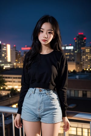 taeyeonlorashy, taeyeon,Me,a beautiful child,20 years old,on top of a tall building at night,city in the background,she wears a loose sweatshirt over her breasts,naked pussy,8k,sex,realistic pussy,big breasts,pretty girl,slim body,slender girl,correct anatomy,slim body,petite body,long straight black hair,slim waist,child's body,maximum realism,top quality,slope,detailed body,child's face,hidden hands