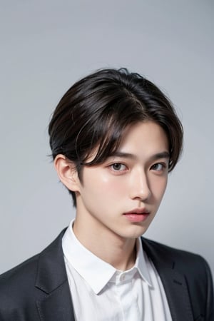 1boy,handsome male,face,white background,korean boy,