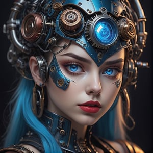 (La mejor calidad,4k,8k,Altas Resoluciones,Obra maestra:1.2),Ultra detallado,(realista,fotorrealista,fotorrealista:1.37),Estilo cyborg, Mujer con ((ava max)) (hermosos ojos detallados, La mejor calidad,realista:1.1,ojos azules profundos),(hermosos labios detallados,realista:1.1,red lipstik),cabello largo y oscuro,Red Ruby Full Body Armor,phoenix,(La mejor calidad,Ultra detallado) alas,Electric Blue Firepower,(La mejor calidad,realista) metallic body,mechenical parts,Circuitos brillantes,Isla en las nubes,(La mejor calidad,Ultra detallado) Formaciones cristalinas,(La mejor calidad,realista) Reflexiones,(vivid colors,De color) fondo,Cristales de fondo,Elementos steampunk,Engranajes sutiles,Clockwork,HZ Steampunk Aesthetic,Luz dorada suave,(La mejor calidad,realista) Llamas,Cíborg HZ,advanced technology,Fuerza y agilidad mejoradas,Futuristic setting,Science fiction elements,blue neon lights,Electrifying atmosphere,Energy pulsing through the veins,and an intense gaze that reflects determination and power.