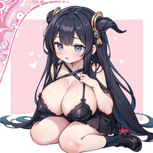 anime,  full body, big boobies, big breast, (masterpiece, best quality, highres:1.1), ultra resolution image, black hair, long hair, blush, (masterpiece, top quality, best quality, official art, beautiful and aesthetic:1.2 ), (1girl), extreme detailed, (fractal art:1.3), highest detailed, 1 girl,  cleavage, heart in eye, huge breasts, miniskirt, bra,mink_\(dragon half),Sexy Big Breast, sideways