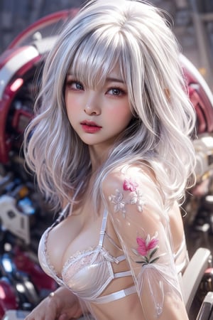 (WHITE PORTRAIT) (WHite hair girl in white transparent lingerie:1.5) masterpiece , best quality , ultra detailed , "detailed background" , perfect shading , high contrast , best illumination , extremely detailed , naked, ray tracing , realistic lighting effects , (beautiful detailed face , beautiful detailed symmetrical eyes:1.5) , two girls , full lips , light smile , long-hair , short_white-silver_hair, (shiny__only_silver_ornates and anccessories) , (only_whiteTRANSPARENT lingerie with only silver embroidery:1.5) , best lighting , full_length_portrait , beautiful white_marble_wall background , depth_of_field,midjourney,glitter,shiny,mecha,chinatsumura, leg_spread, ultra detailed skin, nipples exposed,stocking, full body, perfect legs spread, exposing perfect pussy, full shot, sitting_down, ultra detailed eyes, 