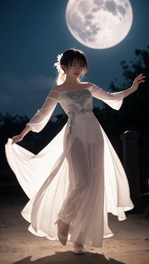 shiho, Capture the ethereal beauty of a woman dancing under a full moon. Let the silvery moonlight illuminate her flowing gown and delicate features, creating a dreamlike and surreal atmosphere. Her graceful movements and radiant expression add to the magical and enchanting feel of the image.
, shiho