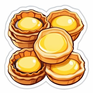 Portuguese Egg tarts,vector, vector style,16 colours vector,
,white_background,sticker