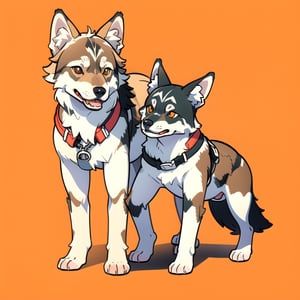 coloredic0n icon, a wolfdog, light_orange_background,cartoon,full_body