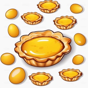 Portuguese Egg tarts,Vector 
,white_background,sticker