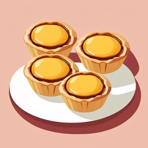 Portuguese Egg tarts,graphic,(((flat design))),white_background