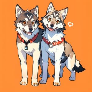 coloredic0n icon, a wolfdog, light_orange_background,cartoon,full_body