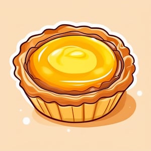 Portuguese caramel egg tart, vector, illustration,White thick line border,cartoon style, vector style,
8k,white_background
