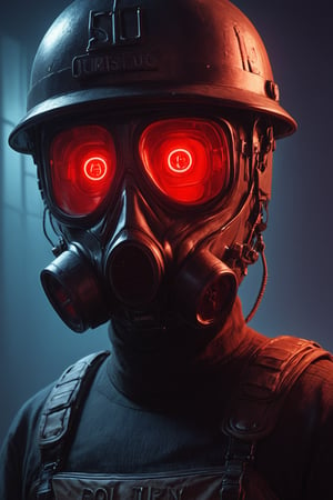 Score_9, Score_8_up, Score_7_up, volumetric_lighting, captivating,  waist-up_portrait, grbtw artstyle, faceless_man, police, (((helmet_with_gasmask))), (modern_black_kevlar_armor, red_lenses, red_glow, stylized, cinematic_scene, thriller_theme), night, desolate_station_interior, solo, winter, retro_anime, british