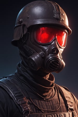 Score_9, Score_8_up, Score_7_up, volumetric_lighting, captivating,  waist-up_portrait, grbtw artstyle, faceless_man, police, (((helmet_with_gasmask))), (modern_black_armor, red_lenses, red_glow, kevlar, stylized, cinematic_scene, thriller_theme), night, desolate_station_interior, solo, retro_anime, british