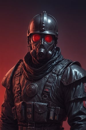 Score_9, Score_8_up, Score_7_up, volumetric_lighting, captivating,  waist-up_portrait, grbtw artstyle, faceless_man, corporate_police, (((helmet_with_gasmask))), (black_armor, red_lenses, red_glow, kevlar, stylized, cinematic_scene, thriller_theme), stop_gesture, night, desolate_station_interior, solo, winter, retro_anime, british