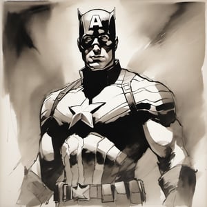 sketch, monochrome, Marvel Captain America, looking at the viewer ,