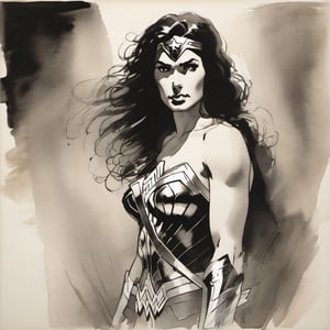 sketch, monochrome, DC Wonder Woman, looking at the viewer ,