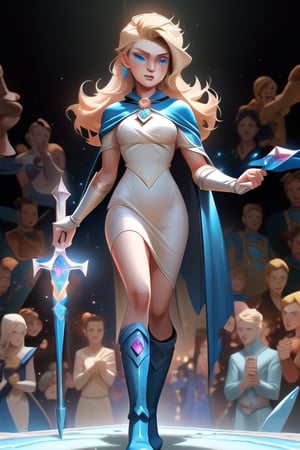 Lux is a young magician with blonde hair and blue eyes. She wears a long white dress with a blue cape. She also carries a crystal scepter and a pair of leather boots. Lux is a League of Legends champion who is known for her crowd control and magic damage abilities.