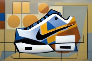 p1c4ss0, a (((cubism oil painting of a pair of Nike Air Max made out of round and square shapes)))