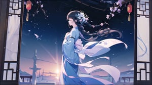 masterpiece, best quality, high quality, extremely detailed CG unity 8k wallpaper, extremely detailed, High Detail, vibrant colors, backlight, photo background, 

(1girl, solo), long hair, black hair, hair ornament, long sleeves, holding, closed mouth, standing, closed eyes, braid, flower, hair flower, wide sleeves, blurry, from side, profile, chinese clothes, realistic, branch, hanfu,

A woman in traditional Chinese clothing, wearing a light blue flowing robe, with her hair elegantly styled and adorned with delicate hair accessories, The background is filled with blooming white flowers, creating a romantic and classical atmosphere, The overall scene is ethereal and dreamy,