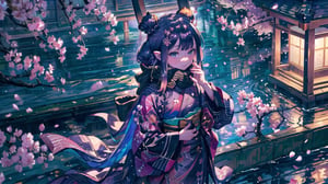 //Quality
(((best quality, 8k wallpaper))), ((detailed eyes, detailed illustration, masterpiece, ultra-detailed)),

//Charater
1girl, solo, ninomae ina'nis, flat_chest, tiny_chest,
inanewyears, haori, print kimono, black scarf, double bun, hair flower

// Background
((detailed background)), midjourney, yofukashi background,perfect light, (cherry blossoms), extremely delicate and beautiful, ((background: shrine, night stars iridescent)), ((nightime, detailed stars)), Night view in the shrine, A girl prays in front of a shrine at night, behind her is a row of lanterns and a red torii gate