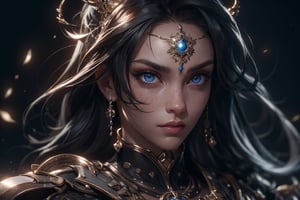 masterpiece, warrior: hyper-realistic,
 detailed character expressions, Ultra-detailed Quality 3D Octane Render,Split Lighting, Close up shot, sony, A7R IV, FE 55mm f/1.8,1 girl,