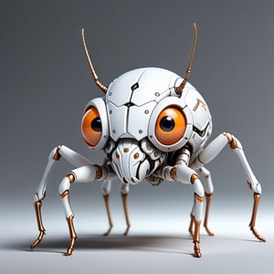 (((background:white))), 1ant, product mock up,((6 ant legs)), surreal and complex futuristic white ant, mechanical,((light orange eyes)),body color white and metal silver, precise details, cyberpunk, central, cinematic lighting, 8k, extreme long shot,pixel_art,Cybermask,DonMD3m0nXL, side,