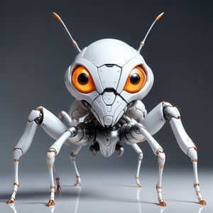 (((background:white))), 1ant, product mock up,((6 ant legs)), surreal and complex futuristic white ant, mechanical,light orange eyes,body color white and metal silver, precise details, cyberpunk, central, cinematic lighting, 8k, pixel_art,Cybermask,DonMD3m0nXL 