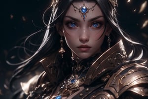 masterpiece, warrior: hyper-realistic,
 detailed character expressions, Ultra-detailed Quality 3D Octane Render,(Split Lighting:1.2), Close up shot, sony, A7R IV, FE 55mm f/1.8,1 girl,