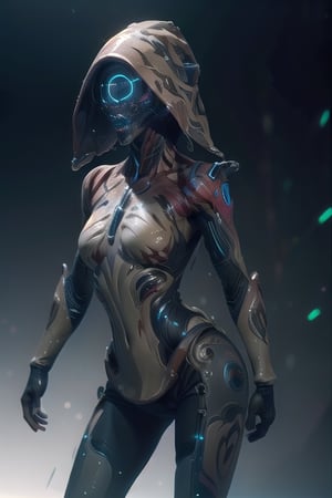 Ivara, solo, glowing, 1girl,stockings,  female_focus, cyber_background, future_background,High detailed