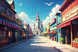 cute amusement park, fantasy, gameart style, high details,high quality,bright colors,DonMChr0m4t3rr4 