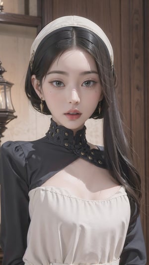 Perfect face, perfect body, perfect eyes, glamorous, gorgeous, delicate, romantic, Elizabethan woman, steampunk gothic romanticism, Harrison Fisher dark twist style, by Tokaito,fellajob,anime,jwy1,((wait_shot))