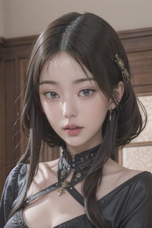 Perfect face, perfect body, perfect eyes, glamorous, gorgeous, delicate, romantic, Elizabethan woman, steampunk gothic romanticism, Harrison Fisher dark twist style, by Tokaito,fellajob,anime,jwy1