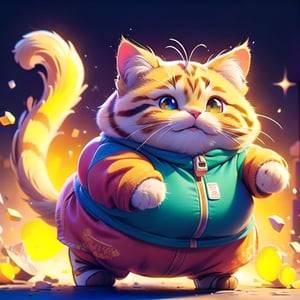 A CUTE cat, ORANGE colors, fat, Very fatter, happy, Fighting