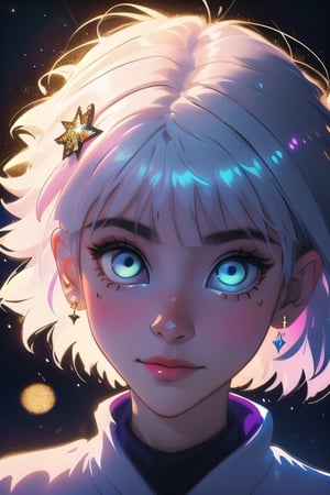 (masterpiece), best quality, expressive eyes, perfect face, glowing eyes, hair ornament, bangs, Volumetric Lighting, glitter, blush stickers, glitter, High detailed, SAM YANG, Melissa ML,killua_zoldyck