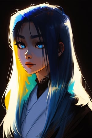 Niji Mode, High detailed, SAM YANG, blue hair, nighttime