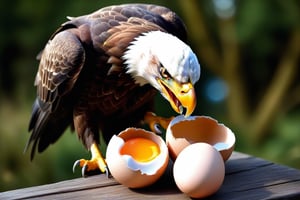 The big eagle wants to squeeze into the little egg