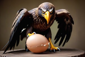 The big eagle is forced back into the little egg