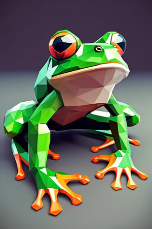 PS 1 graphics style, low polygonal 3d model, frog