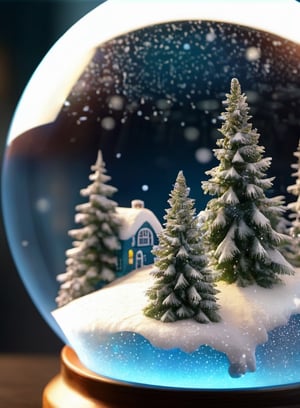 Intricate detailed, Cinematic composition, 8K, sharp focus, distinct_image, delicate and aesthetic, UHD, RAW, REAL WORLD, REALISTIC, Cinematic light, Ray_tracing, concept art, high quality,  (cell shading:1.2), snowglobe, snow globe, simple_background,Snowglobe