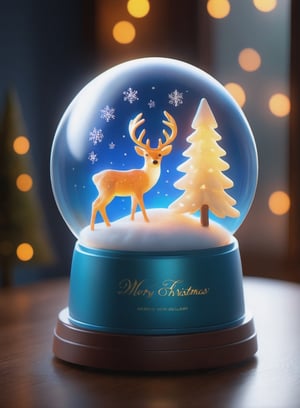 Intricate detailed, Cinematic composition, 8K, sharp focus, distinct_image, delicate and aesthetic, UHD, RAW, REAL WORLD, REALISTIC, Cinematic light, Ray_tracing, concept art, high quality,  (cell shading:1.2), snowglobe, snow globe, rudolph, glowing particles, snow flakes, photos implemented background,Snowglobe,more detail XL, warm lighting, santa, girl, gifts, cathedrals, LED Lights, "Merry Christmas" letters, Glowing Hearts, whole town inside the globe, ,Snow globe