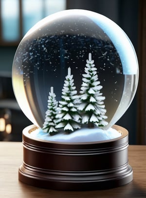 Intricate detailed, Cinematic composition, 8K, sharp focus, distinct_image, delicate and aesthetic, UHD, RAW, REAL WORLD, REALISTIC, Cinematic light, Ray_tracing, concept art, high quality,  (cell shading:1.2), snowglobe, snow globe, simple_background,Snowglobe