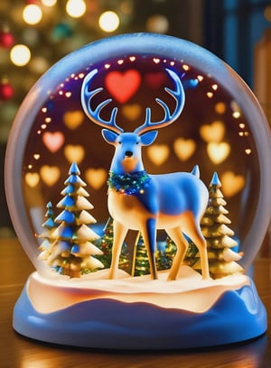 Intricate detailed, Cinematic composition, 8K, sharp focus, distinct_image, delicate and aesthetic, UHD, RAW, REAL WORLD, REALISTIC, Cinematic light, Ray_tracing, concept art, high quality,  (cell shading:1.2), snowglobe, snow globe, rudolph, glowing particles, snow flakes, simple background,Snowglobe,more detail XL, warm lighting, santa, girl, gifts, cathedrals, LED Lights, "Merry Christmas" letters, Glowing Hearts, 