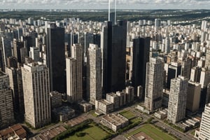 masterpiece,  best quality,  highres,  landscape, city, town, Brazil, São Paulo, tall buildings, daytime, plain terrain