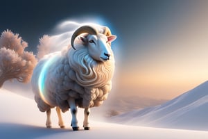 A sheep has gone missing. Shepherd. milk and honey. The person on the desert, male, full body, furry skin, fantasy, subsurface scattering, perfect anatomy, glow, bloom, bioluminescent liquid, zen style, still film, cold color, l vibrant and volumetric light (masterpiece, top quality, best quality, official art, beautiful and aesthetic: 1.2), extremely detailed, (abstract, fractal art: 1.3), colorful hair, more detailed, detailed_eyes, snowing, smoke bubbles, light particles, 33 year old male face, perfect body, five fingers, perfect hands, anatomically perfect body, sexy posture, (black eyes), (gray hair), very long hair, long white simple dress, white shorts, dynamic angle, depth of field, hyper detailed, highly detailed, beautiful, small details, ultra detailed, best quality, 4k,((full body)), face to jesus,photo r3al