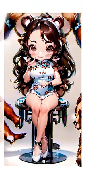 (((((sit down))))), (((chibi style))),masterpiece, (((best quality))), ((((white background)))), 1 girl, (((((the girl has  bear ears and dark brown long hair ))))), (smile), cyberpunk style, Fashion cheongs, enchanting gaze, beatiful legs, whole_body,mecha,  cheongsam,mecha, cheongsam, black leotard, cyberpunk, science fiction, cyborg, (oil shiny skin:1), (huge_boobs:1.1), chiseled, (hunperky:1), (hunperfect anatomy, prefecthand, dress, long fingeam, dynamic sexy pose,Fashion cheongsam,(ChibiChampions:1), (chibi:1)rs, 41 thumb), More Detail, (((Asian beauty face)))