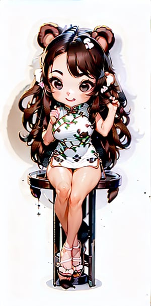 (((((sit down))))), (((chibi style))),masterpiece, (((best quality))), ((((white background)))), 1 girl, (((((the girl has  bear ears and dark brown long hair ))))), (smile), cyberpunk style, Fashion cheongs, enchanting gaze, beatiful legs, whole_body,mecha,  cheongsam,mecha, cheongsam, black leotard, cyberpunk, science fiction, cyborg, (oil shiny skin:1), (huge_boobs:1.1), chiseled, (hunperky:1), (hunperfect anatomy, prefecthand, dress, long fingeam, dynamic sexy pose,Fashion cheongsam,(ChibiChampions:1), (chibi:1)rs, 41 thumb), More Detail, (((Asian beauty face)))