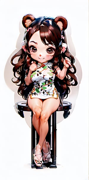 (((((sit down))))), (((chibi style))),masterpiece, (((best quality))), ((((white background)))), 1 girl, (((((the girl has  bear ears and dark brown long hair ))))), (smile), cyberpunk style, Fashion cheongs, enchanting gaze, beatiful legs, whole_body,mecha,  cheongsam,mecha, cheongsam, black leotard, cyberpunk, science fiction, cyborg, (oil shiny skin:1), (huge_boobs:1.1), chiseled, (hunperky:1), (hunperfect anatomy, prefecthand, dress, long fingeam, dynamic sexy pose,Fashion cheongsam,(ChibiChampions:1), (chibi:1)rs, 41 thumb), More Detail, (((Asian beauty face)))