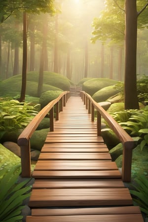 forest, wooden bridge, digital rendering, by Goro Fujita, Shutterstock, brown mist, cobblestones, super cute, stock photo, NYFlowerGirl, Xxmix_Catecat, sticker, F41Arm0rXL