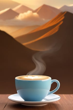 mini cup of coffee, steam, earth vapor over coffee, digital rendering, by Goro Fujita, Shutterstock, brown mist, clouds, super cute, stock photo, NYFlowerGirl, Xxmix_Catecat, sticker, F41Arm0rXL,