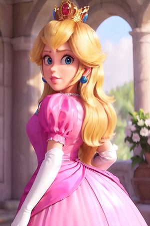 1girl, low(masterpiece:1.3), (high quality:1.3), (high detailed:1.3), 4k, photorealistic, ultradetailed body, 1 beautifull young princess peach Sitting on a great throne, long blonde hair, braids, (large neckline:1.4), dress and (short pink skirt:1.5) whit white panties, ((large breasts and big ass)), cowboy shot, white skin,princess_peach,Peach_SMPis,venusbody,animal ears
